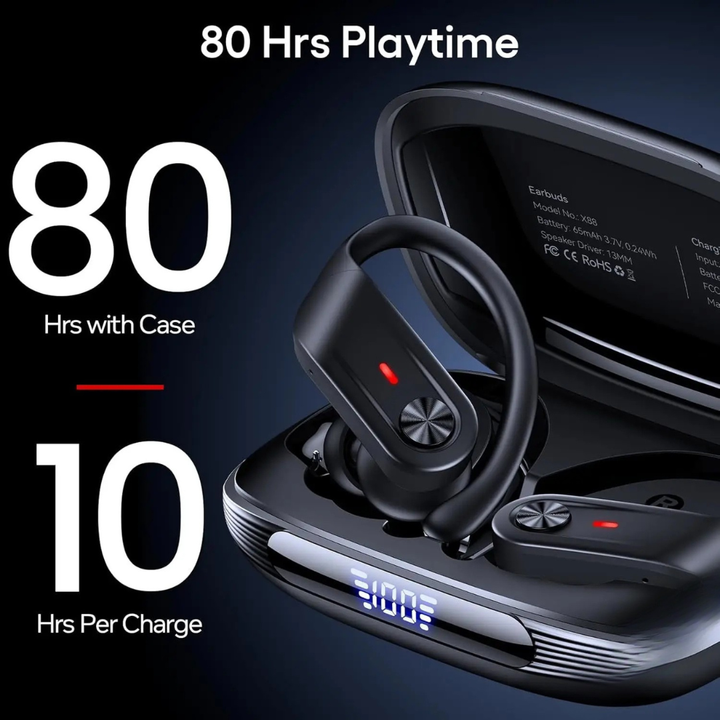 Elegant designade trådlösa in-ear hörlurar för sport. Vattentåliga Bluetooth-hörlurar med bekväm passform för träning.