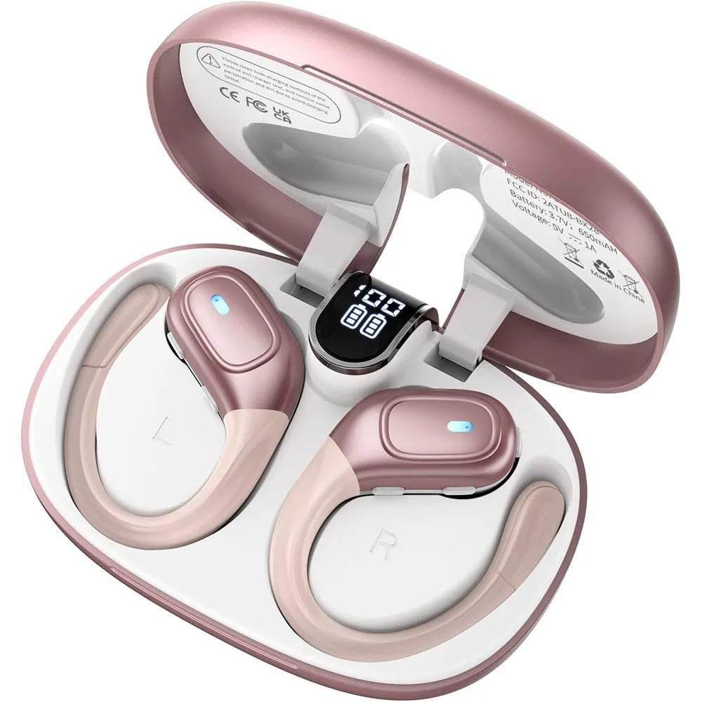 Sporthörlurar i svart färg med brusreducering, Bluetooth-anslutning och enastående batteritid.