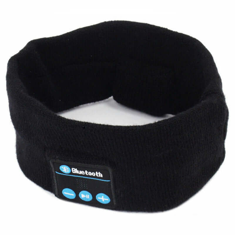 Trådlöst Bluetooth pannband som alternativ till traditionella hörlurar, idealiskt för sport och resor.