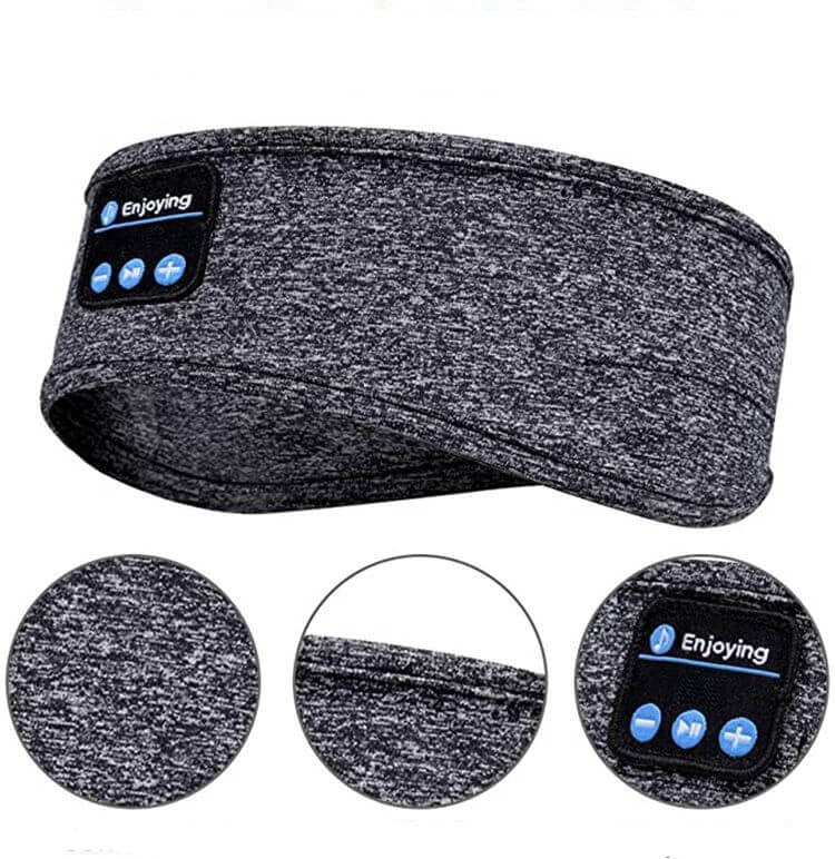 Kvinna som joggar med trådlöst Bluetooth pannbandshörlurar, en perfekt träningskompis.