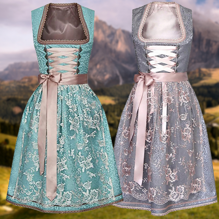 Elegant damklänning dirndl i traditionell stil. Festklänning med blus, idealisk för Oktoberfest och fest.