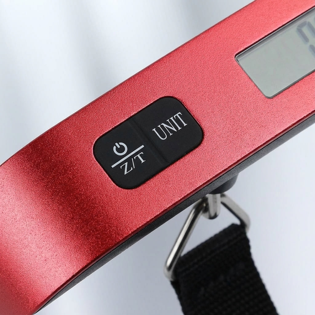 Digital bagagevåg från TravelWeigh med tydlig LCD-display. Mäter resväskans vikt upp till 50 kg.