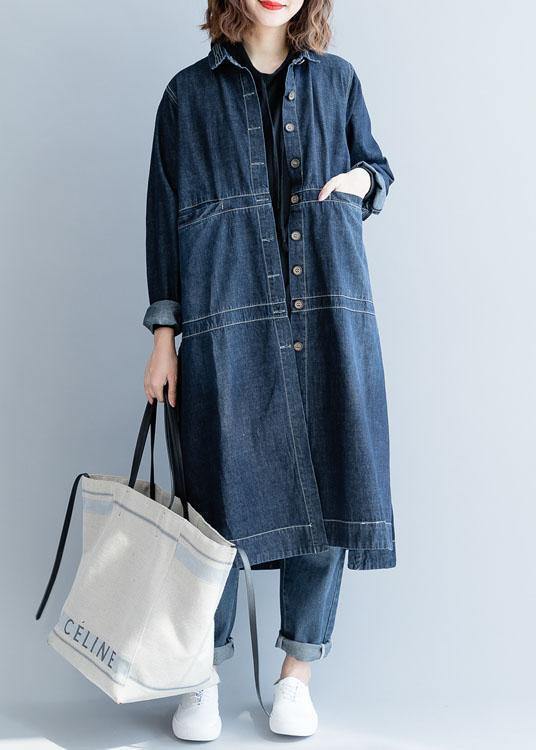 Stilren blå denimjacka för kvinnor med trendig öppen sida, perfekt för casual höst- och vårmode.