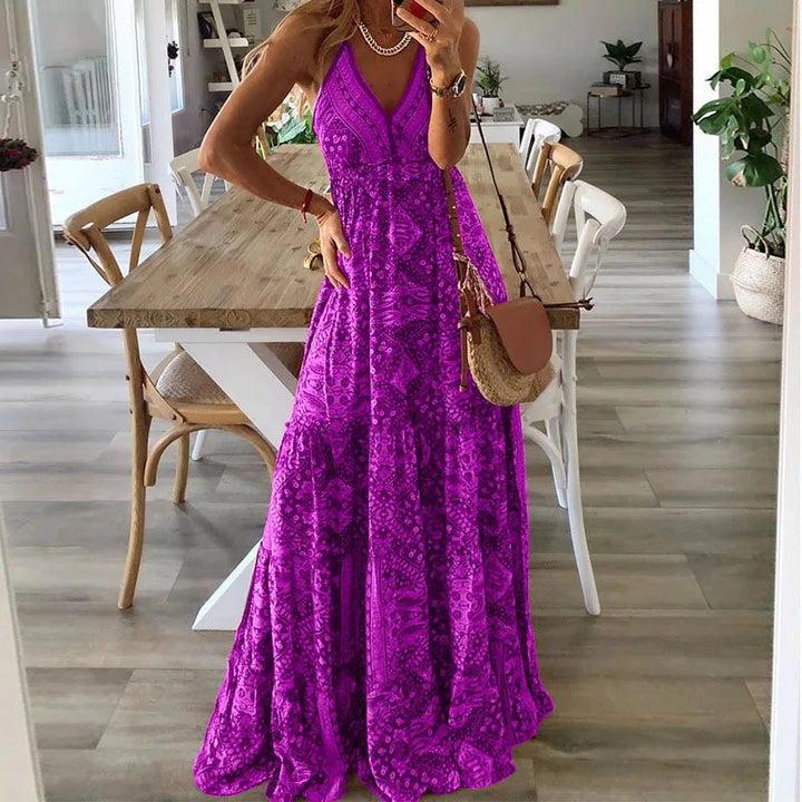 Elegant boho maxiklänning för kvinnor. En trendig sommarklänning, idealisk för avslappnade tillfällen.
