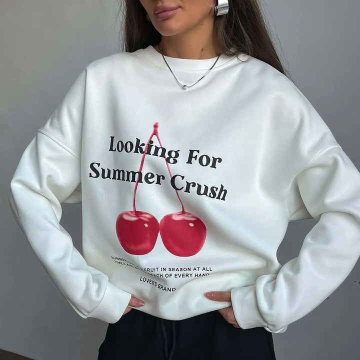 Bekväm dam t-shirt med stilrent grafiskt tryck, avslappnad passform och rund hals för trendigt kvinnomode.