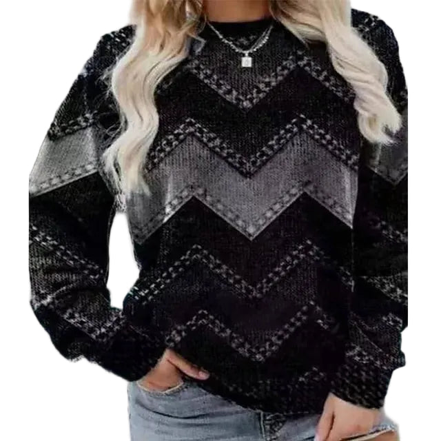 Trendig kvinnors trycktröja, bekväm sweatshirt för vardagslook. Perfekt höstmode med unikt tryck.