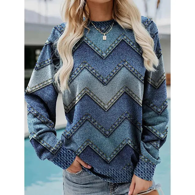 Damtröja med stilrent tryck, mjuk och lättskött sweatshirt. Idealisk för höst- och vinterkläder.