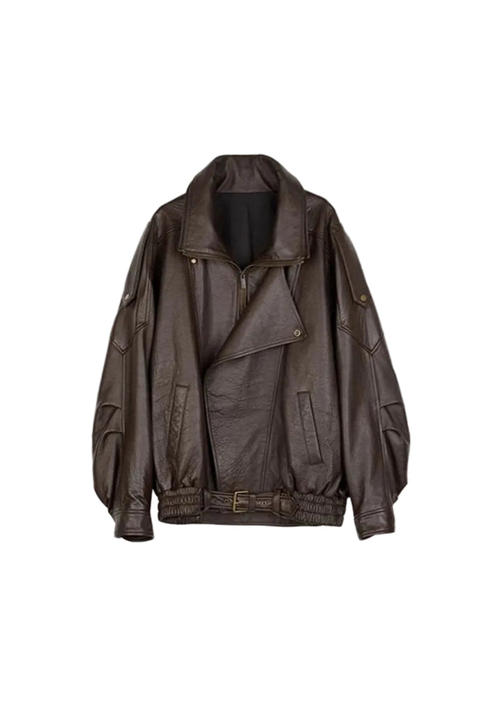Trendig oversized bomberjacka för kvinnor med elegant bälte. Perfekt ytterplagg för stilren höst- och vårmode.