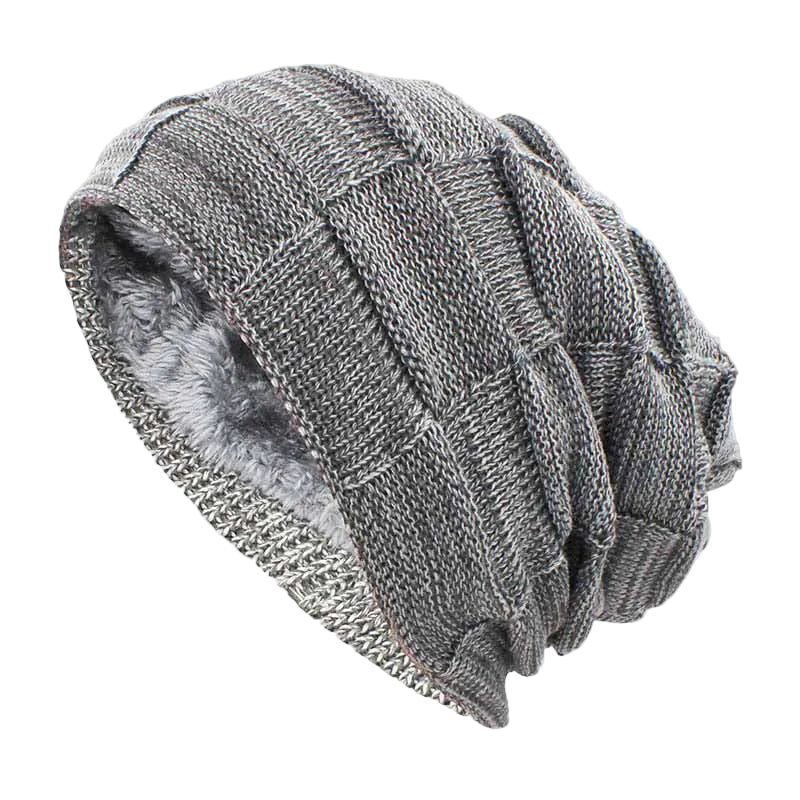 Trendig unisex slouchy mössa i mjukt stickat material, perfekt för höst- och vintermode.