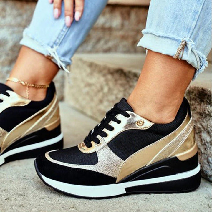 Gula trendiga sneakers för kvinnor, komfortabla mode fritidsskor med bra grepp.