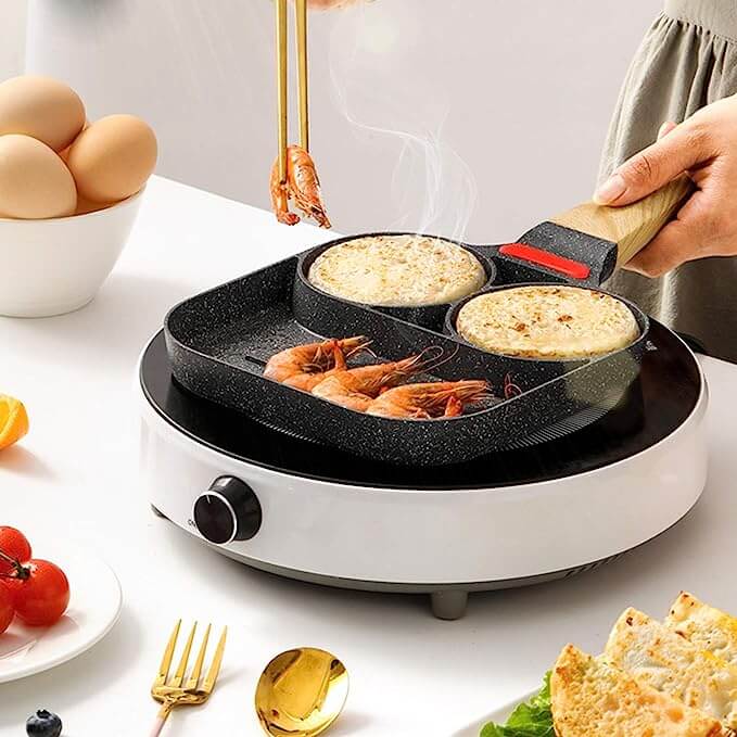 Nonstick stekpanna i aluminiumlegering, 3-i-1 för multifunktionell matlagning.