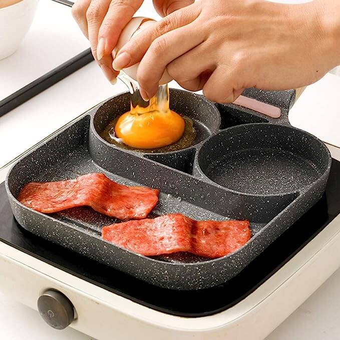 Multifunktionell 3-facks stekpanna med nonstick-beläggning för köket.