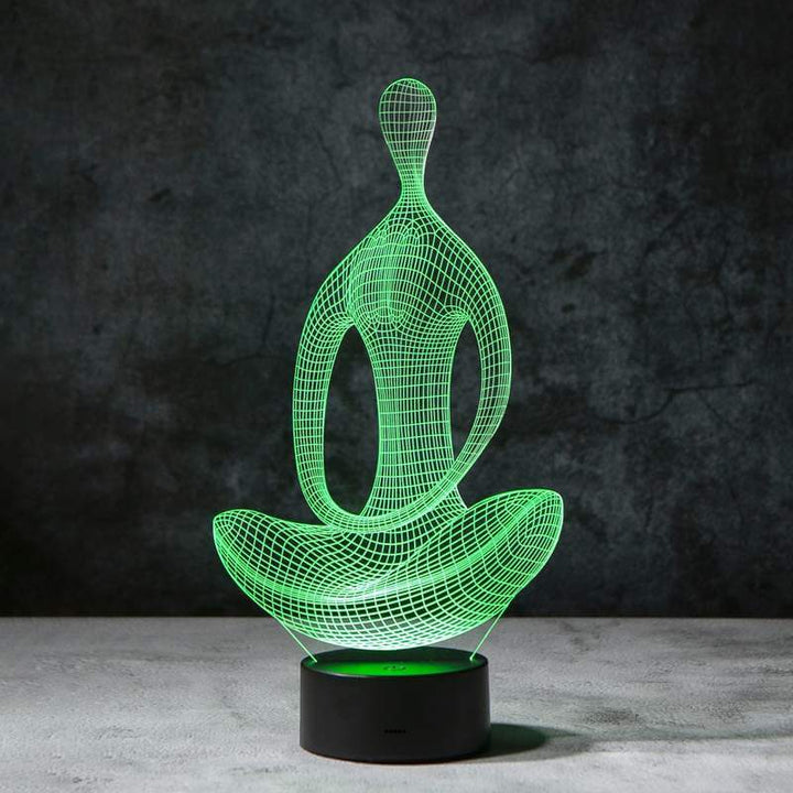Yogainspirerad 3D LED-lampa för avkoppling. Färgskiftande nattlampa med touch-funktion, perfekt present.