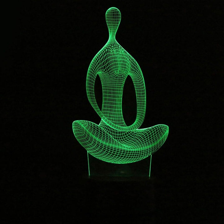 Modern 3D LED-lampa med yogamotiv som nattlampa för avkoppling. Touch-kontroll och 7 färgval.