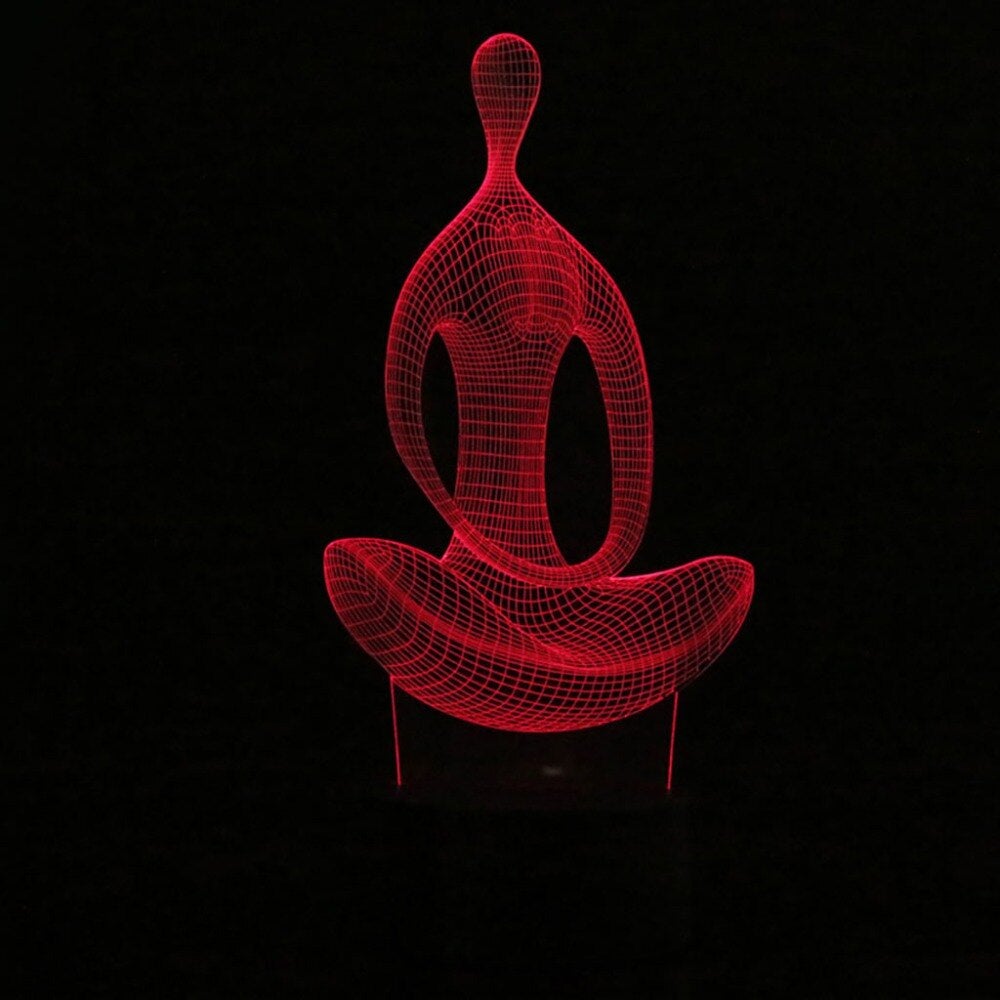 Färgskiftande 3D yoga-lampa, en unik designlampa som skapar lugn stämningsbelysning med 7 färger.