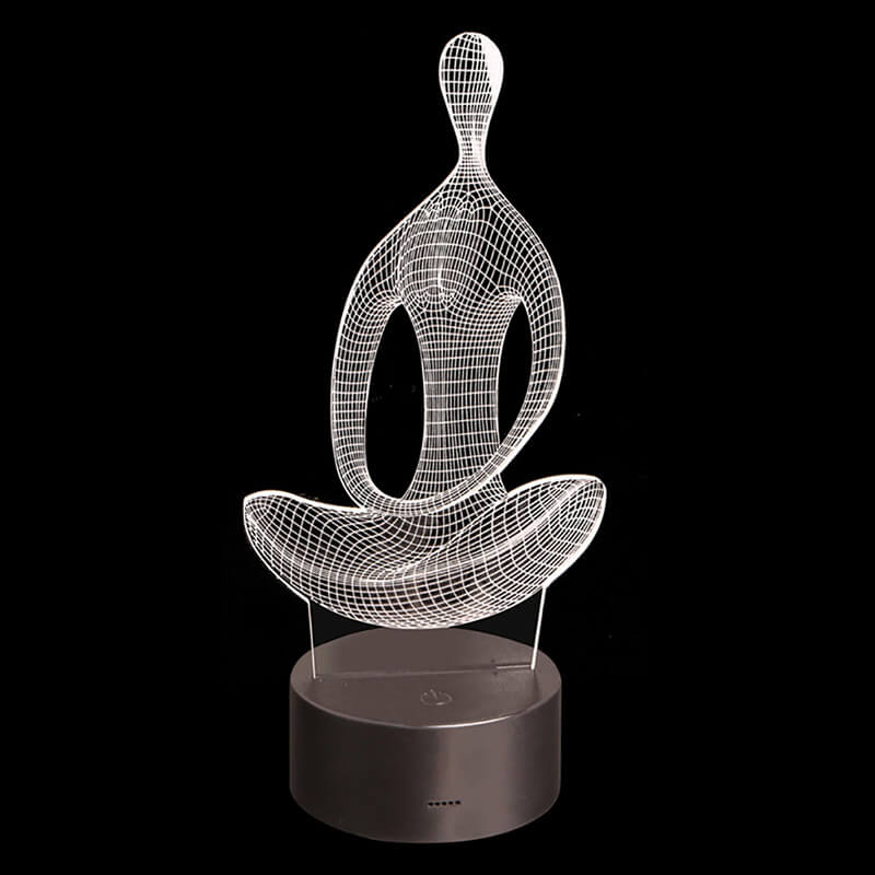 Avkopplande unisex 3D LED-nattlampa med yogamotiv. Touch-kontroll för 7 färger, perfekt present.