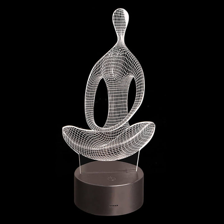 Avkopplande unisex 3D LED-nattlampa med yogamotiv. Touch-kontroll för 7 färger, perfekt present.