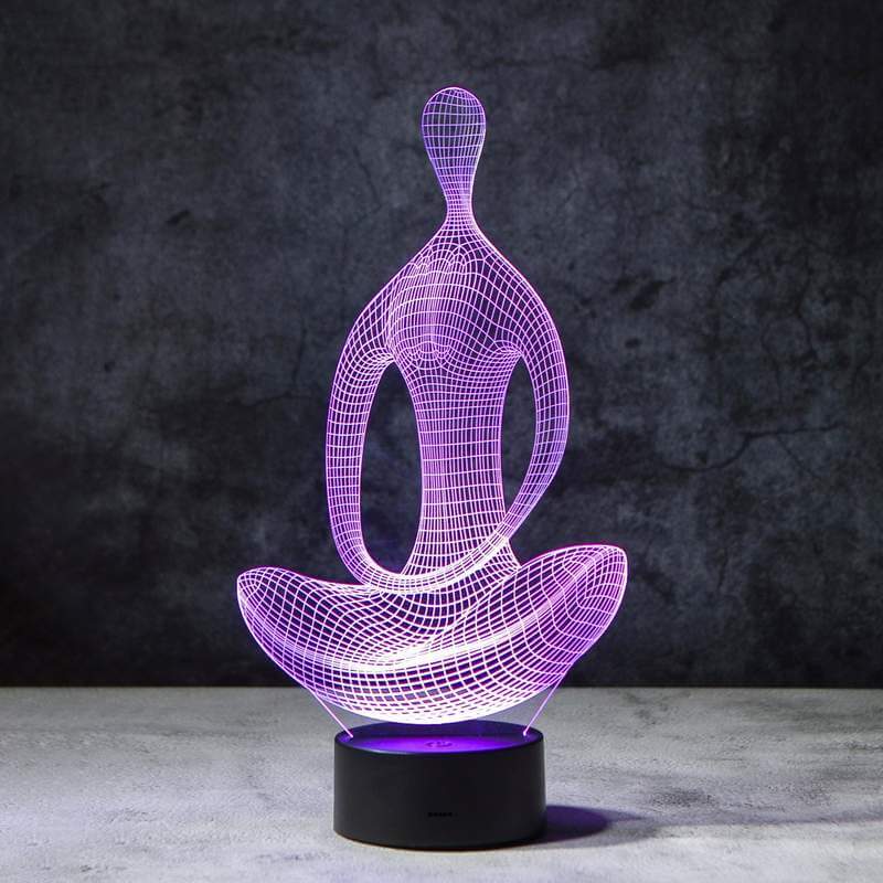 Dekorativ 3D yoga-lampa som färgskiftande nattlampa. Skapa lugn atmosfär med modern touch-kontroll.