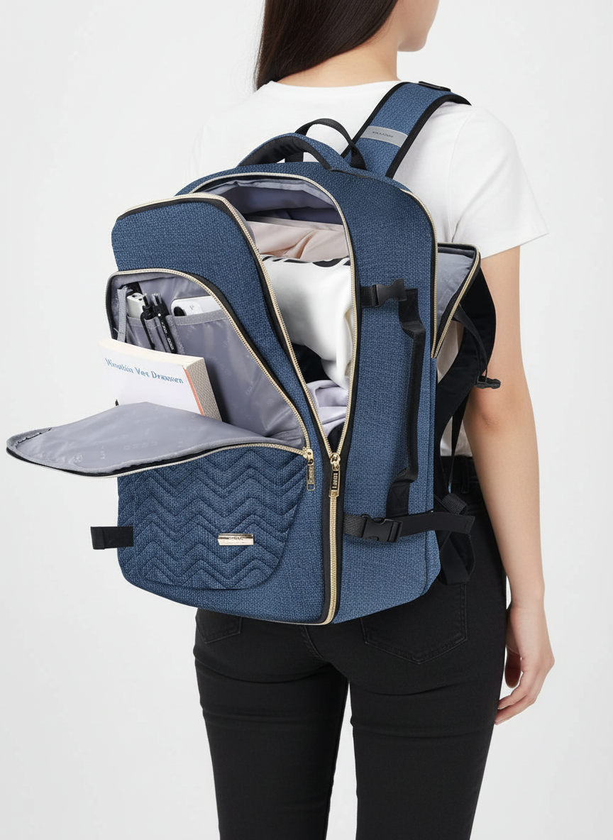Organiserad 40L ryggsäck för pendling och resor. Vattentålig, rymmer laptop. Perfekt för packning.