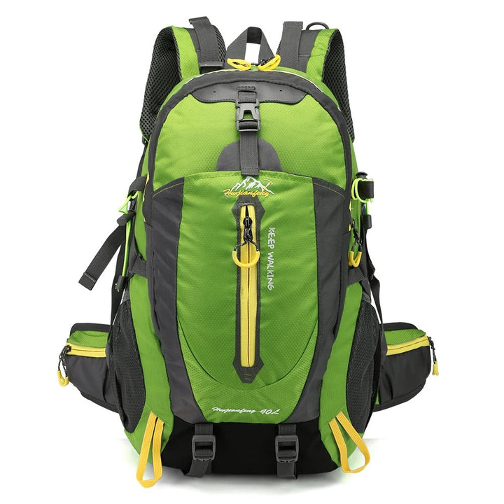 Flera 40L vattenavvisande ryggsäckar i olika färger, för unisex camping och trekking.