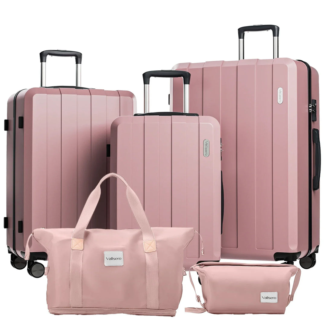 Unisex 5-i-1 hårdskals resväskeset med spinnerhjul. Perfekt bagage för smidiga resor.