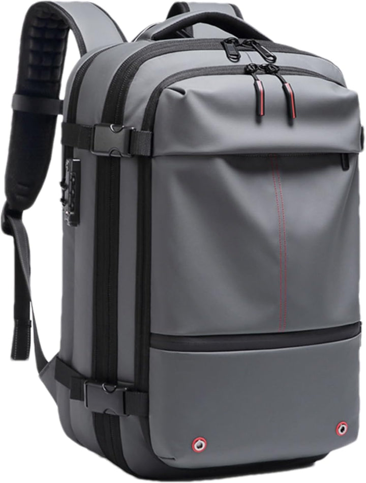 Kompakt 60L expanderbar ryggsäck. Vattentät unisex resväska med inbyggt laptopfack.