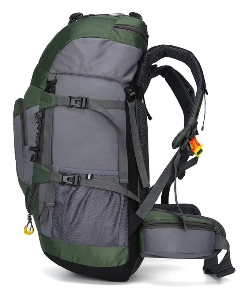 Robust 60L vattentät ryggsäck, unisex, för vandring, camping, resor och friluftsliv. Optimal packning.