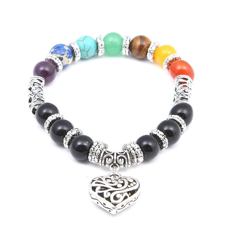 Unisex 7 Chakra helande stenarmband med ametist och lapis lazuli naturstenar