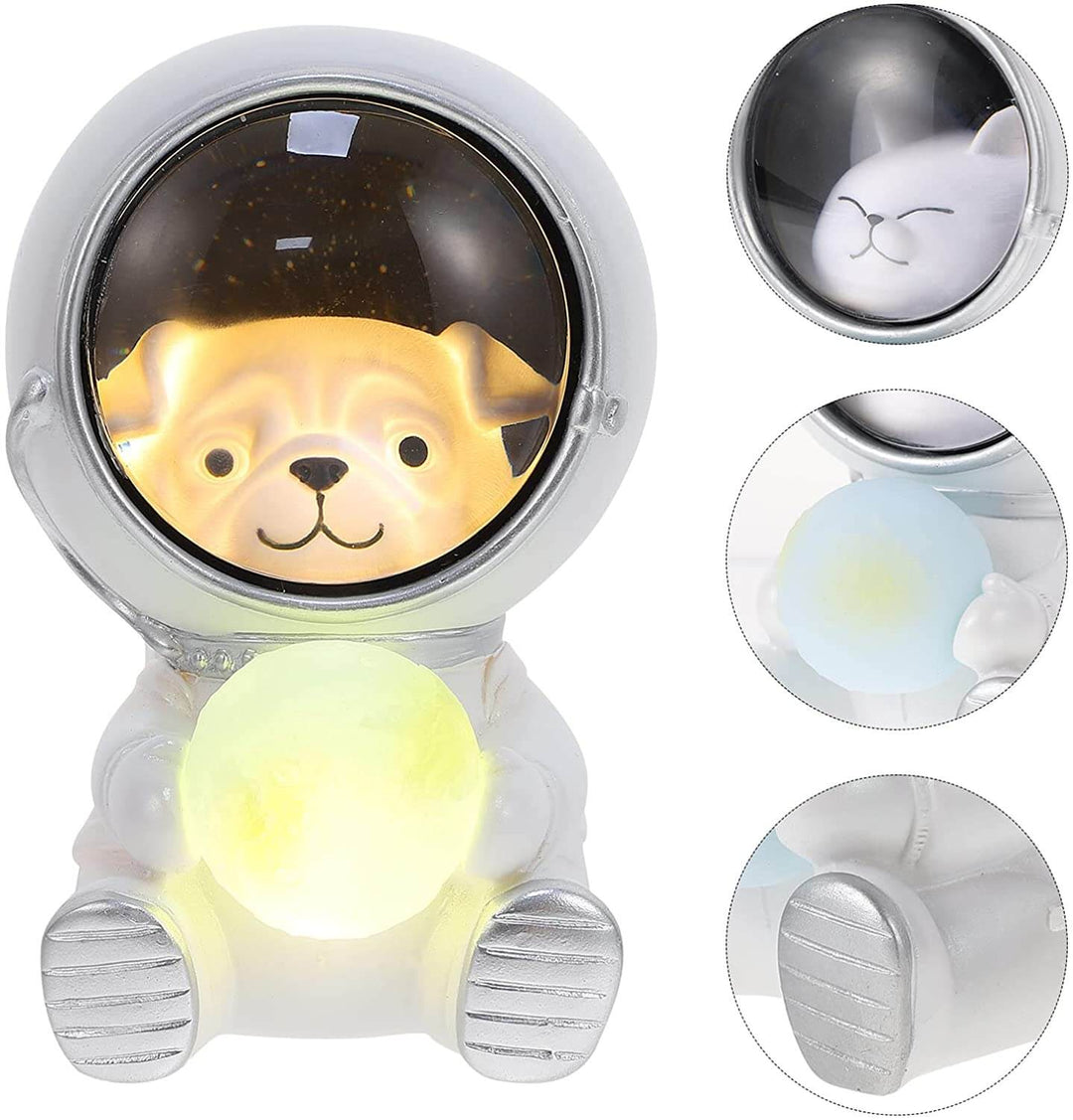 Unisex astronaut LED-nattlampa med harts-djurdesign, perfekt för barnrum och mysig belysning.