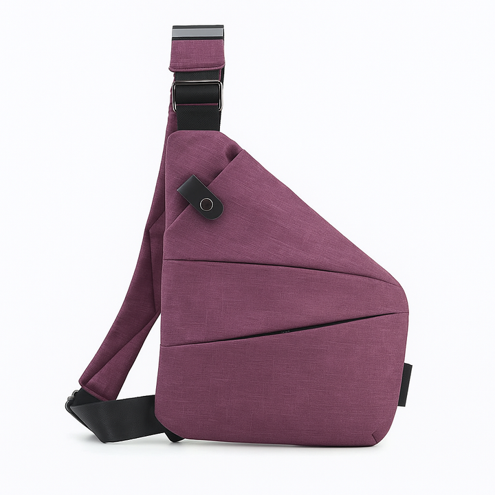 Svart unisex axelväska med stöldskydd, framifrån, visar robust design och vattentålighet.