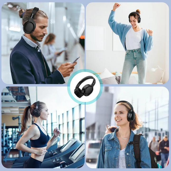Over ear-hörlurar med inbyggd mikrofon för kristallklara samtal och gaming, optimerade för ljudupplevelse.