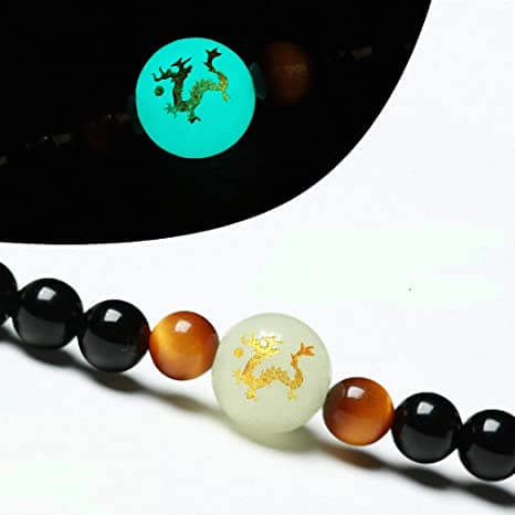 Gåva: Unisex drakarmband i svart obsidian, symbol för styrka. Pärlarmband för energi och zen.