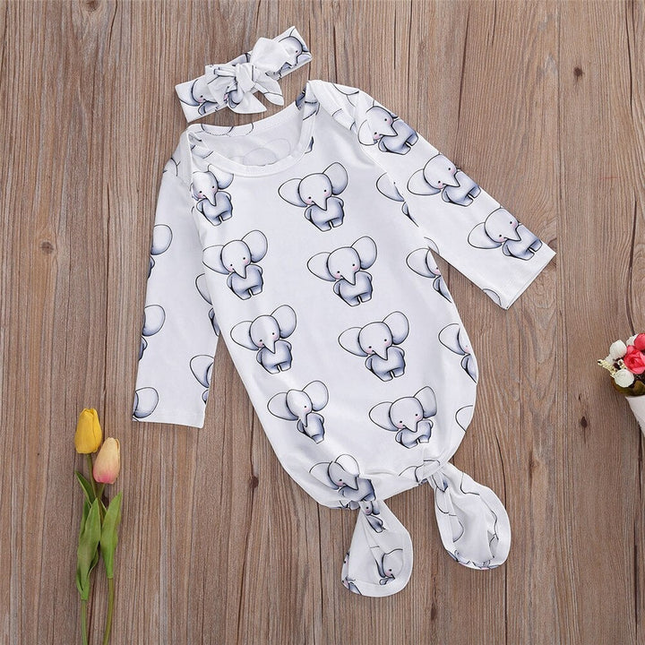 Sovsäck för spädbarn med elefantmönster, unisex design i mjuk bomull, barnkläder.