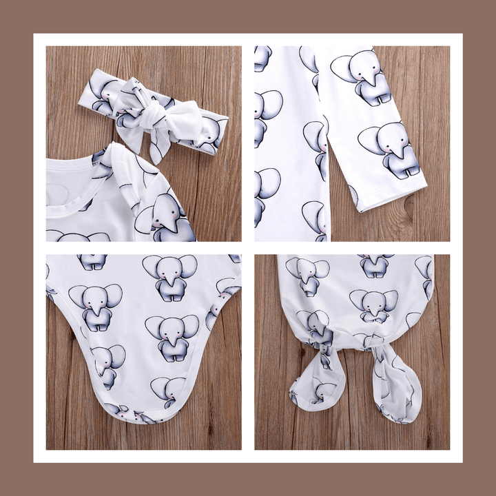 Mjuk bomullssovsäck för nyfödd 0-6 månader, elefanttema, perfekt unisex babykläder.