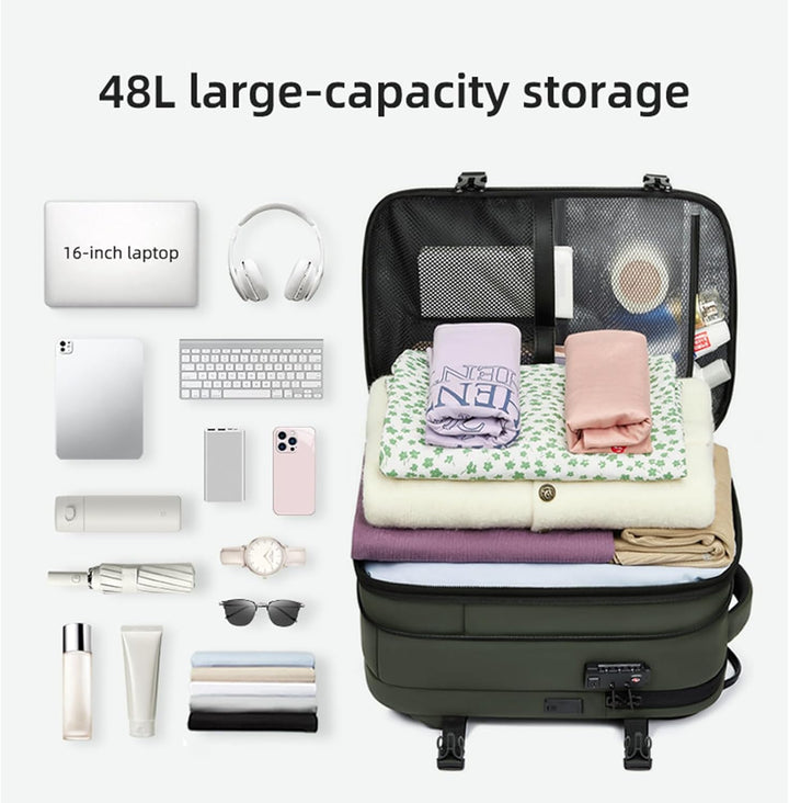 Unisex ryggsäck Arvid för resor, expanderbar, vattentät & stöldsäker för trygg packning.