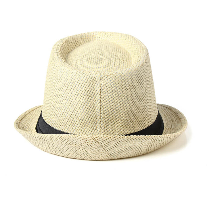 Unisex strandredo fedora halmhatt, sommaraccessoar för både män och kvinnor, mångsidig.