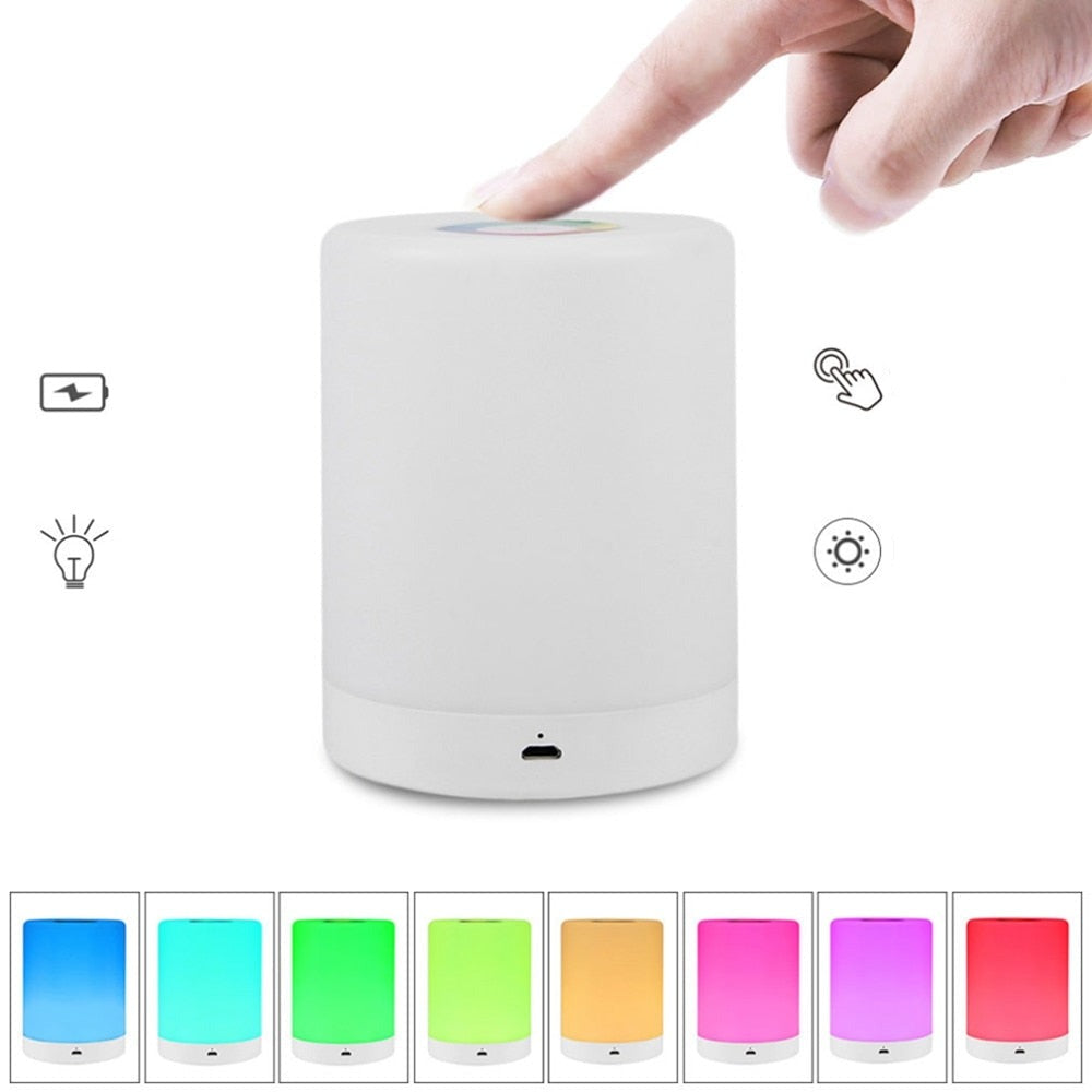 Unisex LED belysning med touch och färgbyte, mångsidig heminredning, USB-laddning, portabel.
