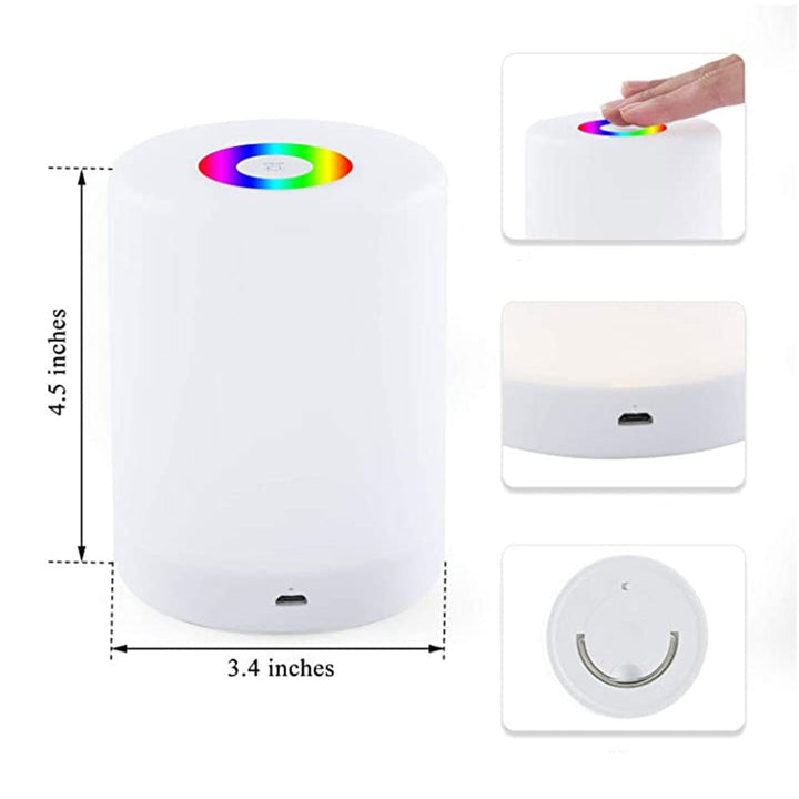 Färgrik LED nattlampa med touchkontroll, ger mysig stämning, heminredning, enkel USB-laddning.