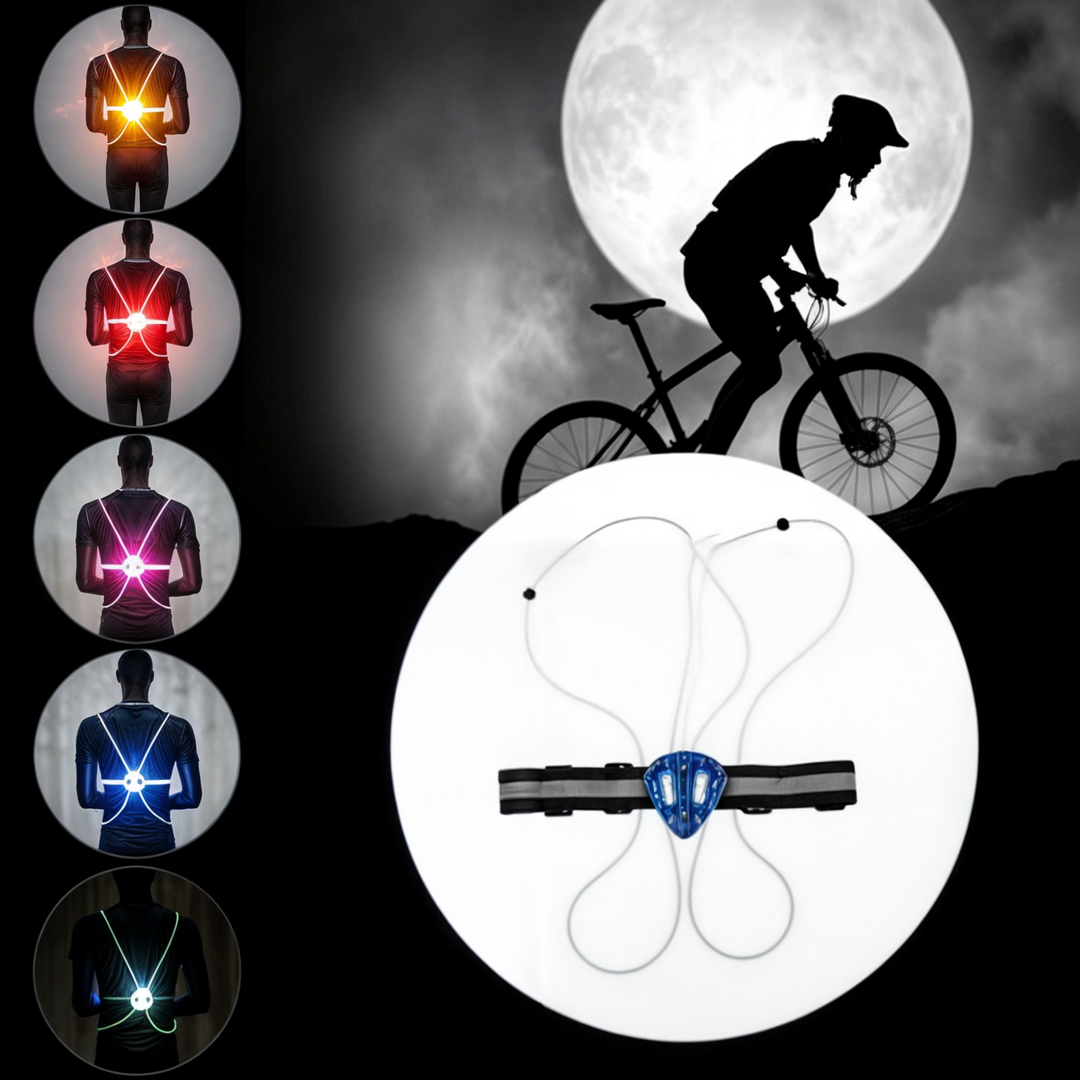 Hög synlighet LED-reflexväst, unisex. Förbättrar säkerheten under utomhusträning i mörka förhållanden.