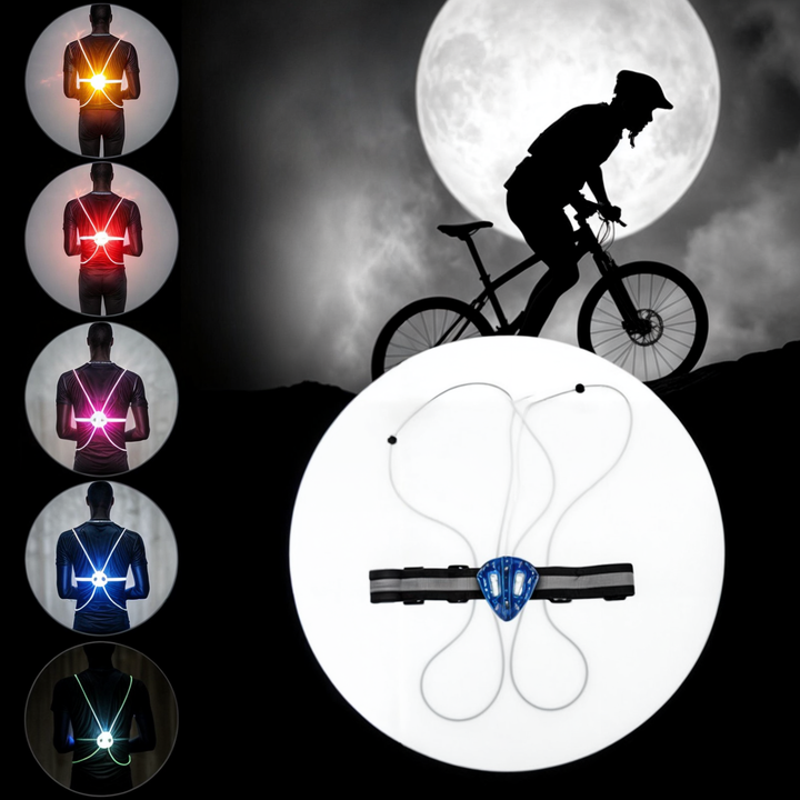 Hög synlighet LED-reflexväst, unisex. Förbättrar säkerheten under utomhusträning i mörka förhållanden.