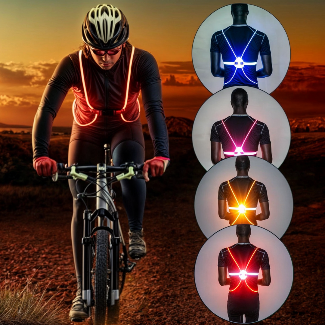 LED-säkerhetsväst unisex. Reflekterande väst med ljus för nattaktiviteter och träning utomhus.