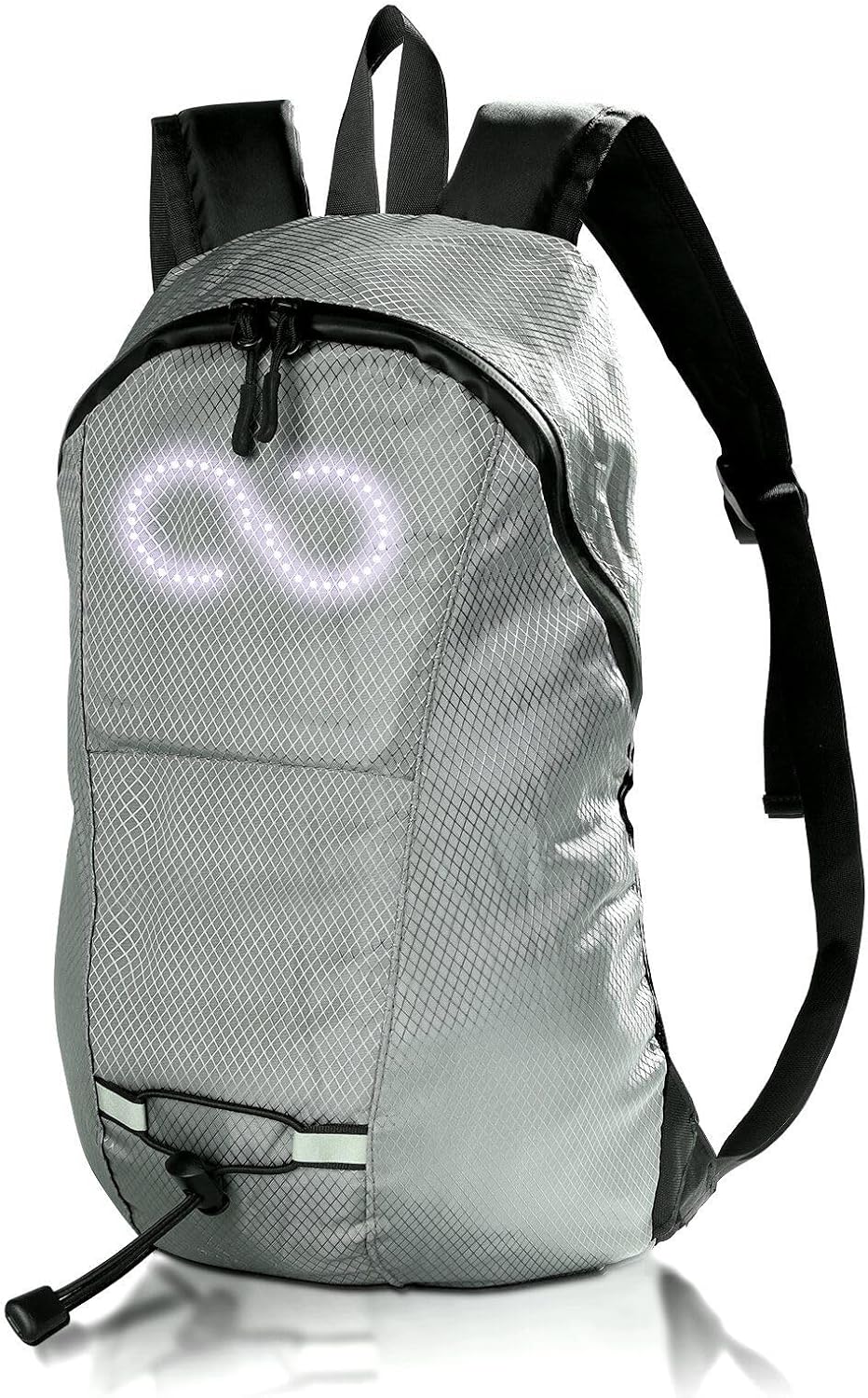 Unisex LED-ryggsäck med programmerbar RGB-belysning, vattentät för synlighet och säkerhet.
