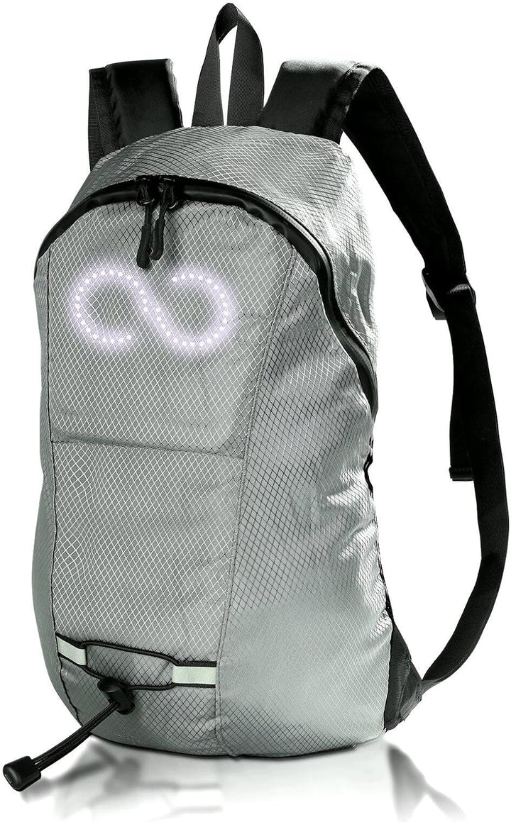 Unisex LED-ryggsäck med programmerbar RGB-belysning, vattentät för synlighet och säkerhet.