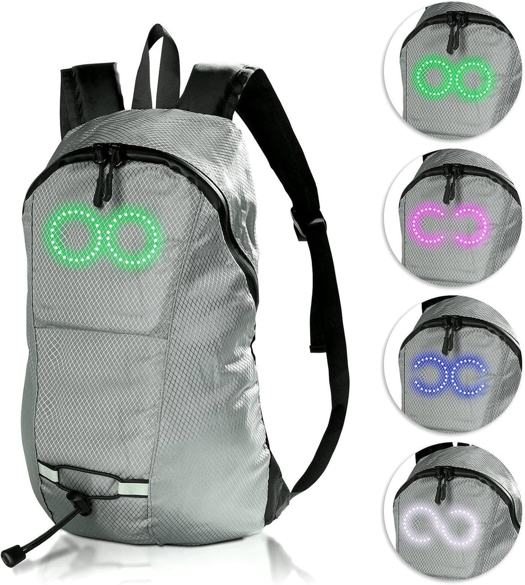 Snygg unisex pendlarryggsäck med app-styrd RGB-belysning, vattentät och rymlig.