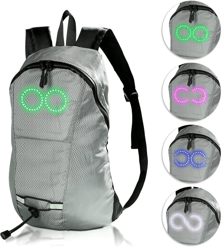 Snygg unisex pendlarryggsäck med app-styrd RGB-belysning, vattentät och rymlig.