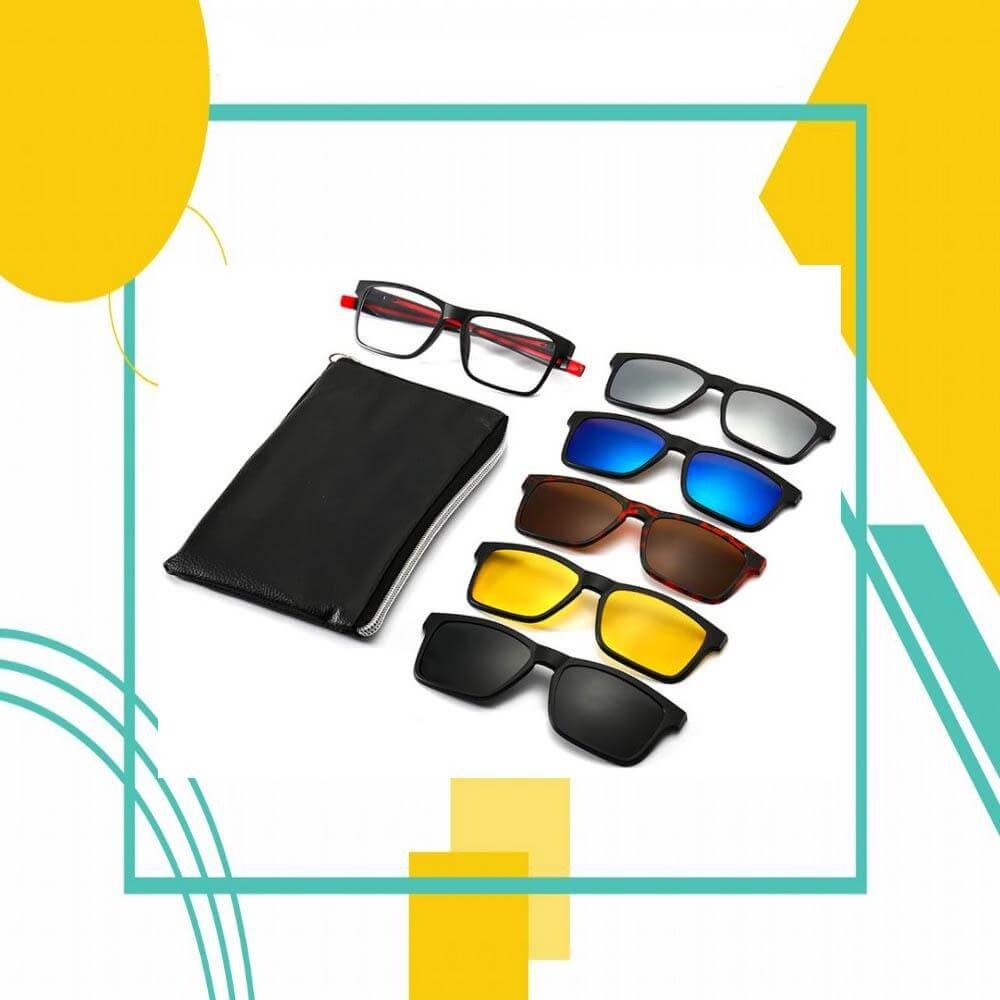Stilrena magnetiska clips-solglasögon, unisex och utrustade med effektivt UV-filter.