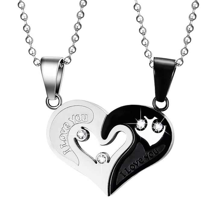 Unisex magnetiskt parhalsband i rostfritt stål, symboliserar kärlek med sammanfogningsbara delar, perfekt Alla hjärtans dag-gåva.