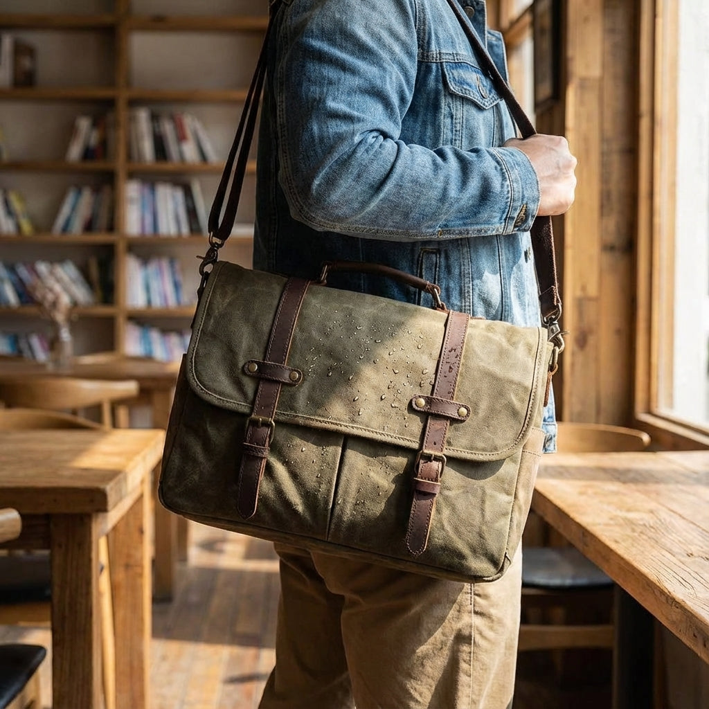 Unisex MetroSatchel läder axelremsväska, brun. Perfekt vardagsväska för jobb och fritid.