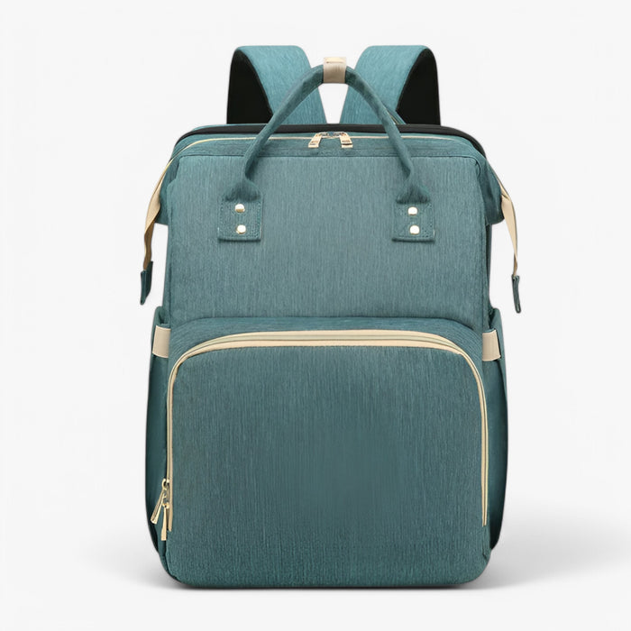 Unisex multifunktionell skötväska med utdragbar babysäng. Perfekt för föräldrar på resande fot.