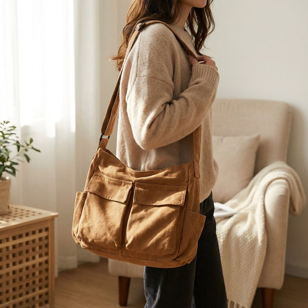 Unisex organiseringsväska Packlite. Rymlig canvasväska med multifack, perfekt för packning, vardag & studentliv.